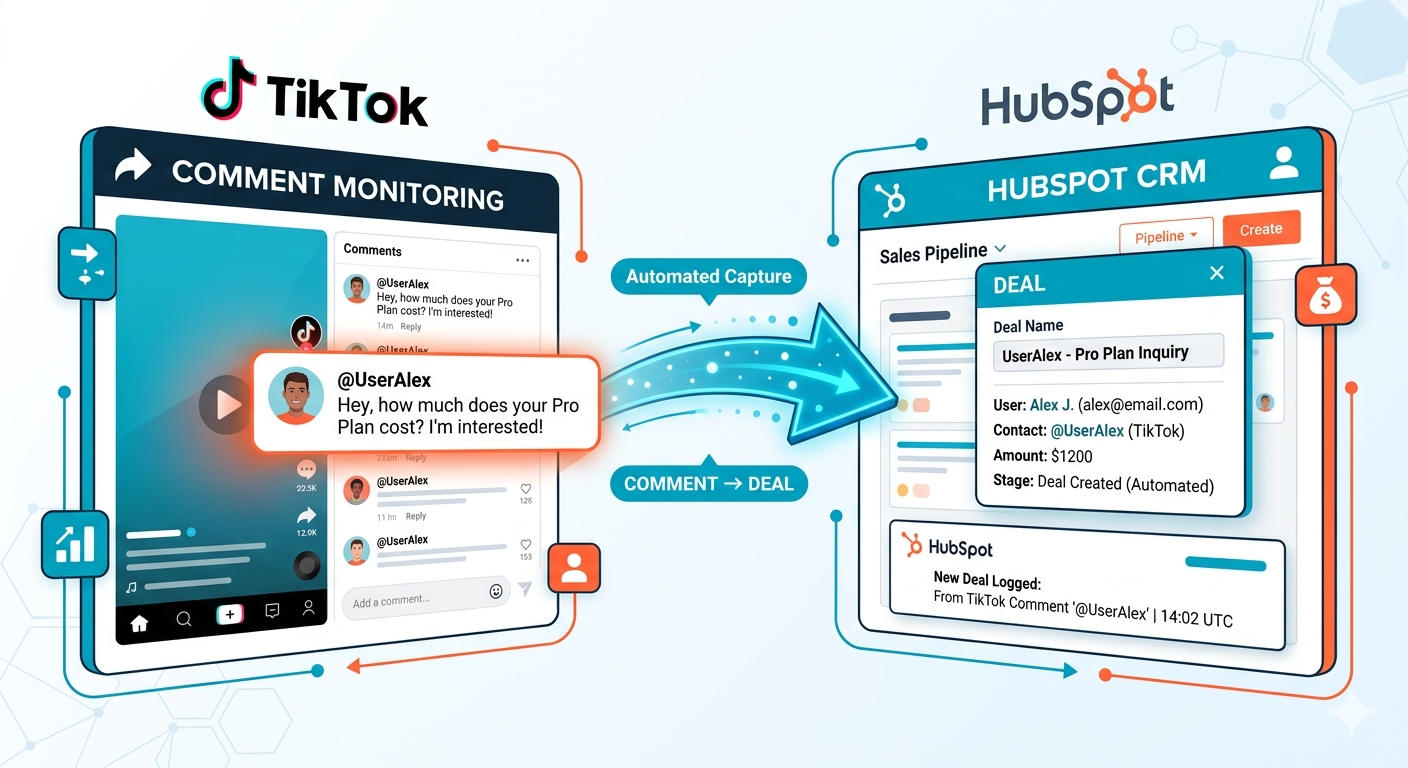 TikTok comments syncing to HubSpot CRM